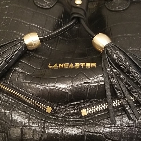 💕LANCASTER PARIS💕 Exotic Croco Embossed Crocodile Texture 100% Leather Bag NWT - Picture 8 of 14